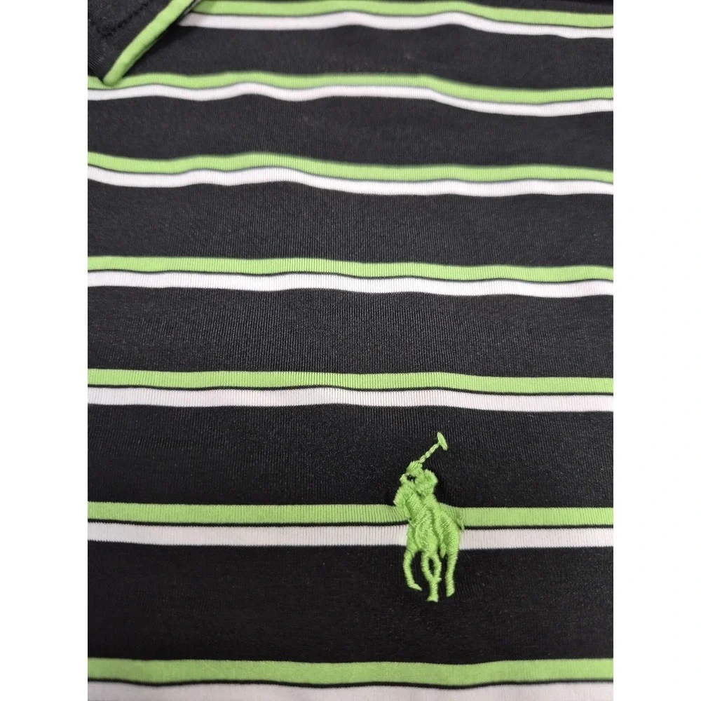 Polo Ralph Lauren Polo Shirt Mens XL Black Green Striped Performance Golf Pony